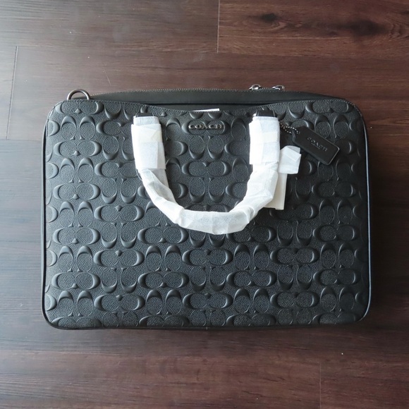 Coach Graham Slim Brief In Black Signature Leather - Picture 4 of 9